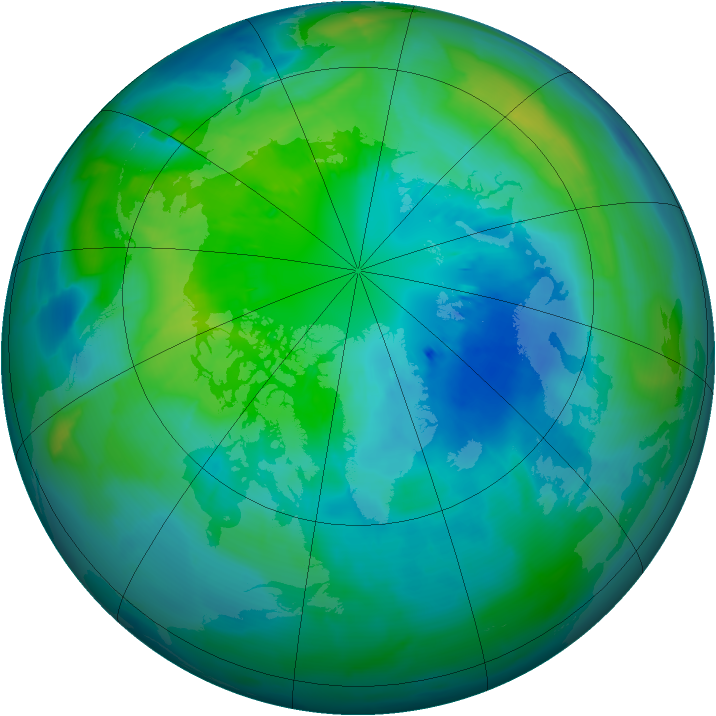 Arctic ozone map for 03 October 2013